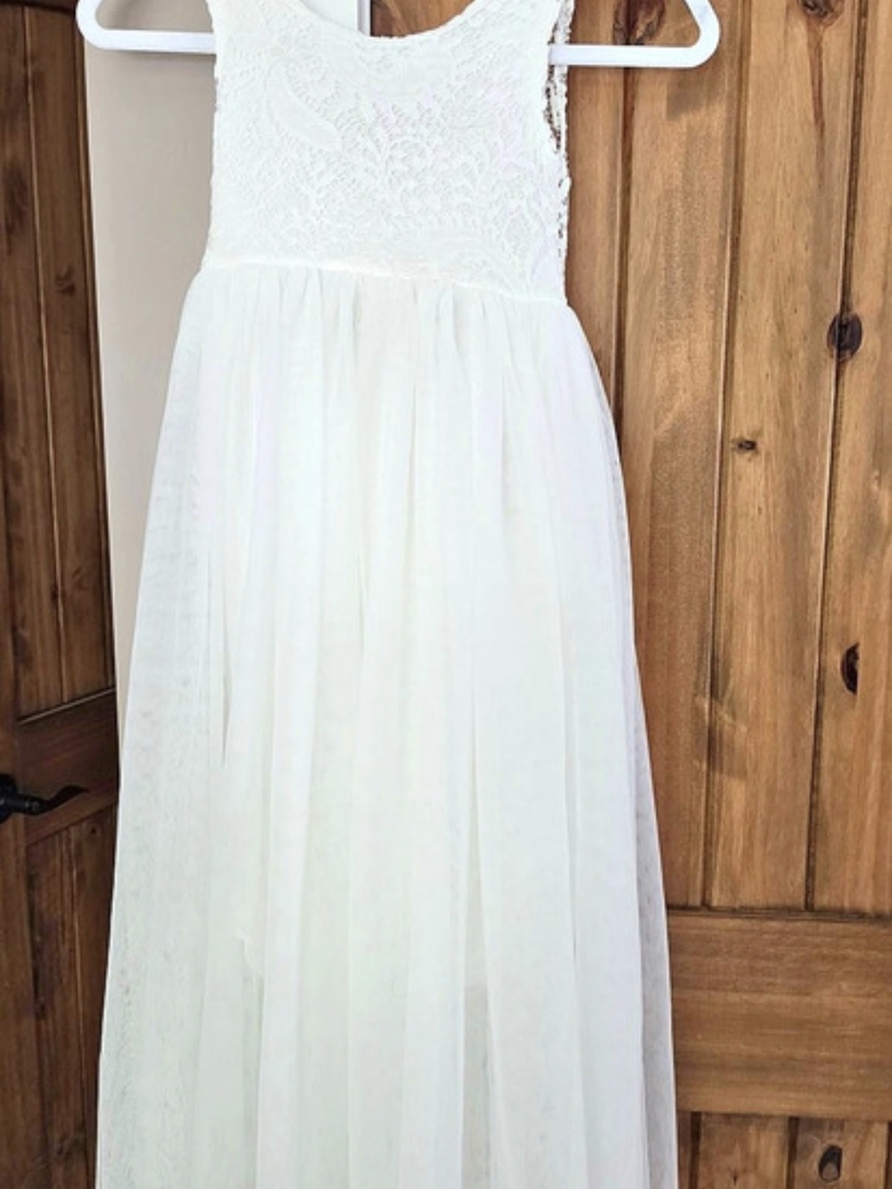 Girls White Lace Tulle Flower Girl Dress Like New